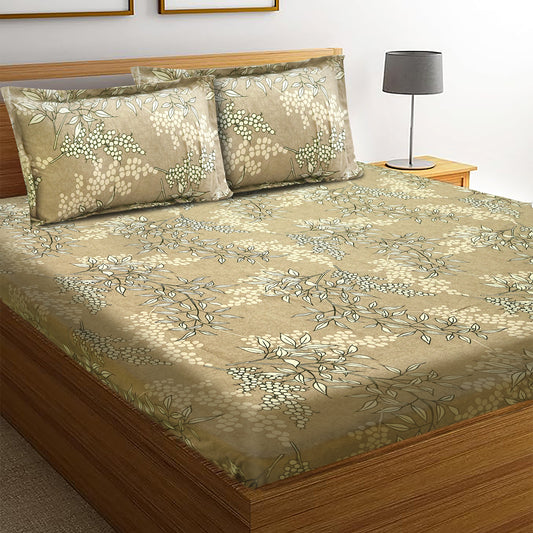 Super king (Dust Grey) Bedsheet Size 108x108 With 2 Pillow Cover: 21X27 Inch, 300TC