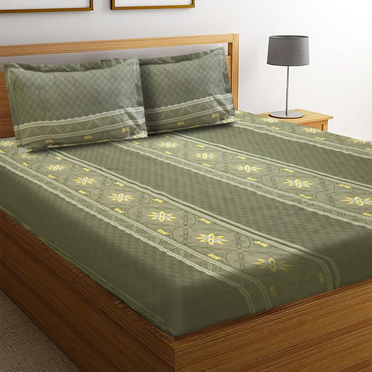 Super king (Grey) Bedsheet Size 108x108 With 2 Pillow Cover: 21X27 Inch, 300TC